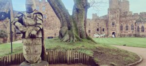 A outside picture of the front of Peckforton Castle